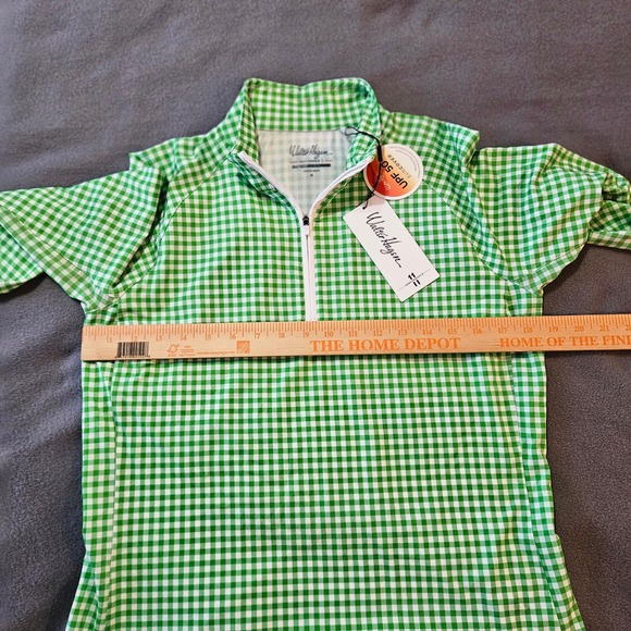 Walter Hagen Womens Performance Gingham Quarter Zip Pullover Green Medium UPF 50 - Picture 3 of 8